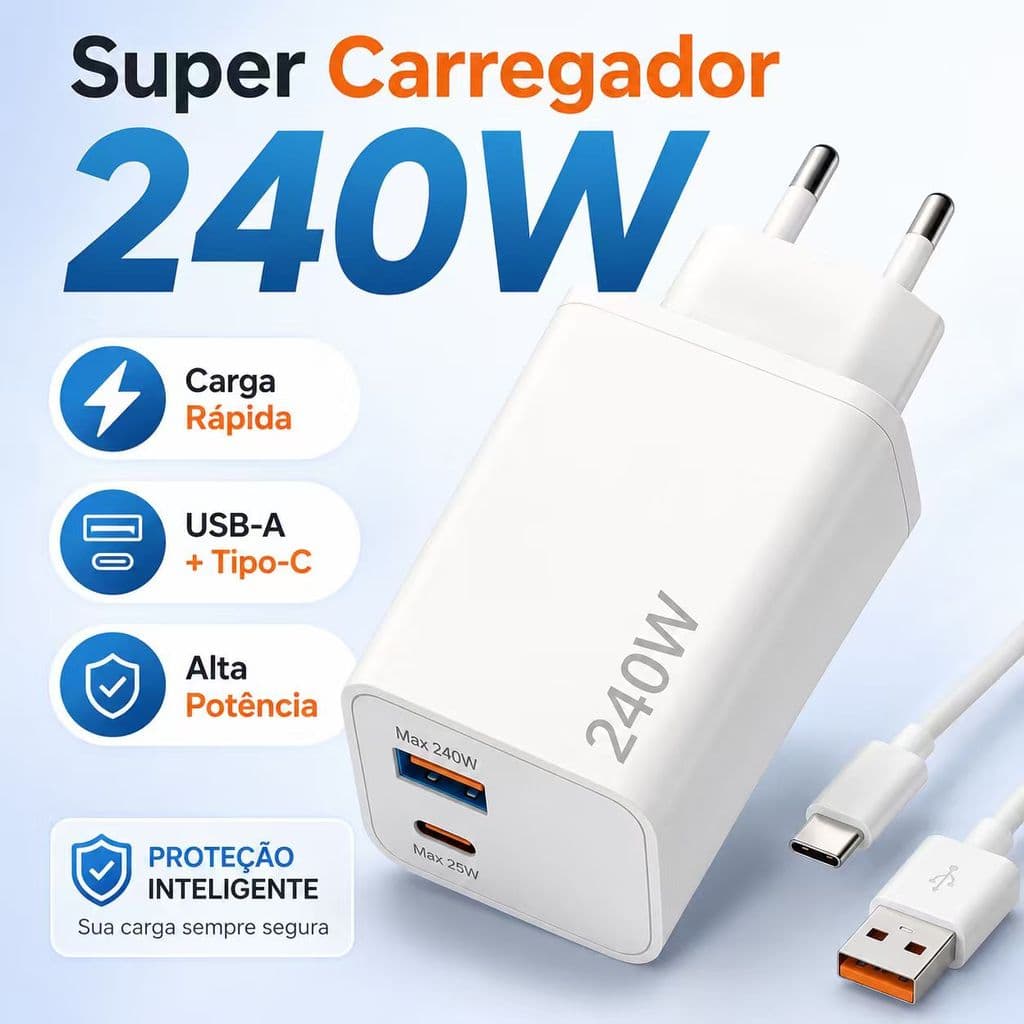 Capinha para todos os tipos de modelos de celular carregador 240W carregador Original carga Super rápida