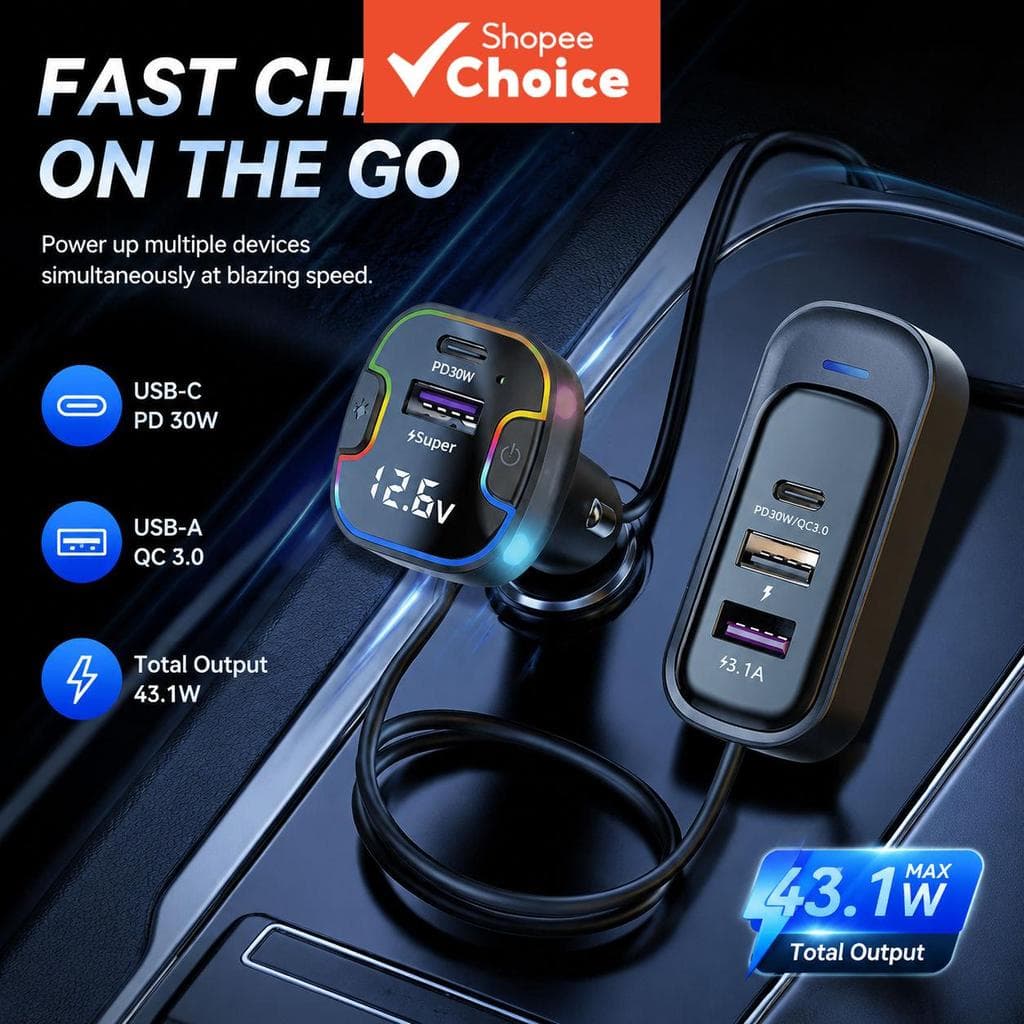 Adaptador De Carregador De Carro USB Super Rápido 30w Porta Dupla Para Iphone Samsung Xiaomi