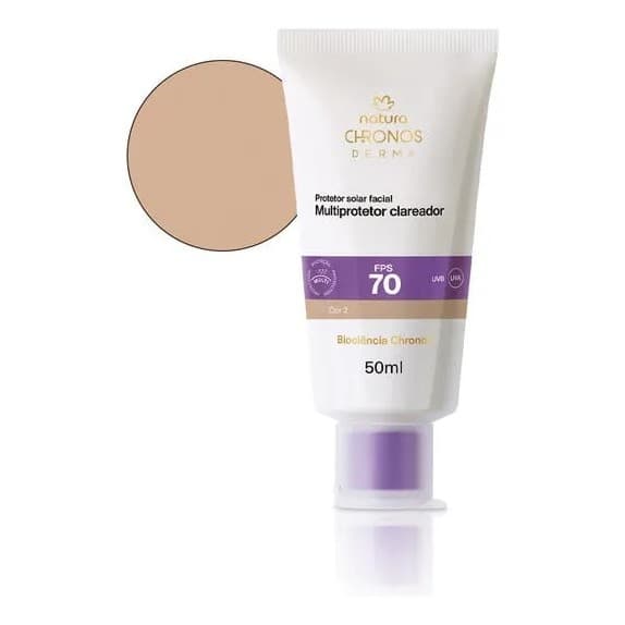 Natura Chronos Protetor Clareador Fps70 Claro Médio 50ml