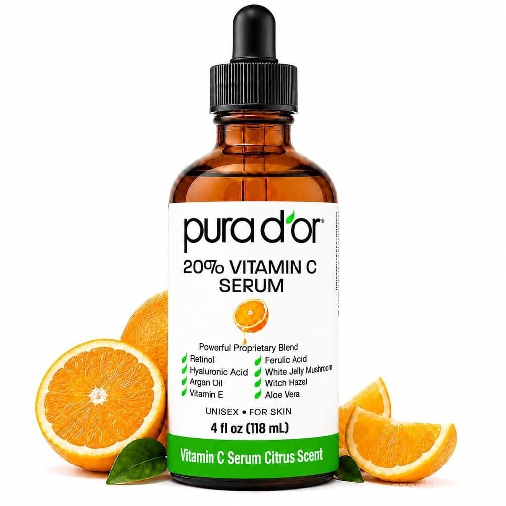 PURAD'OR 20% Vitamina C Anti-Envelhecimento Sérum Facial, 4 fl oz | Textura Anti-Idade, pH Balanceado, Reforço de Ácido 