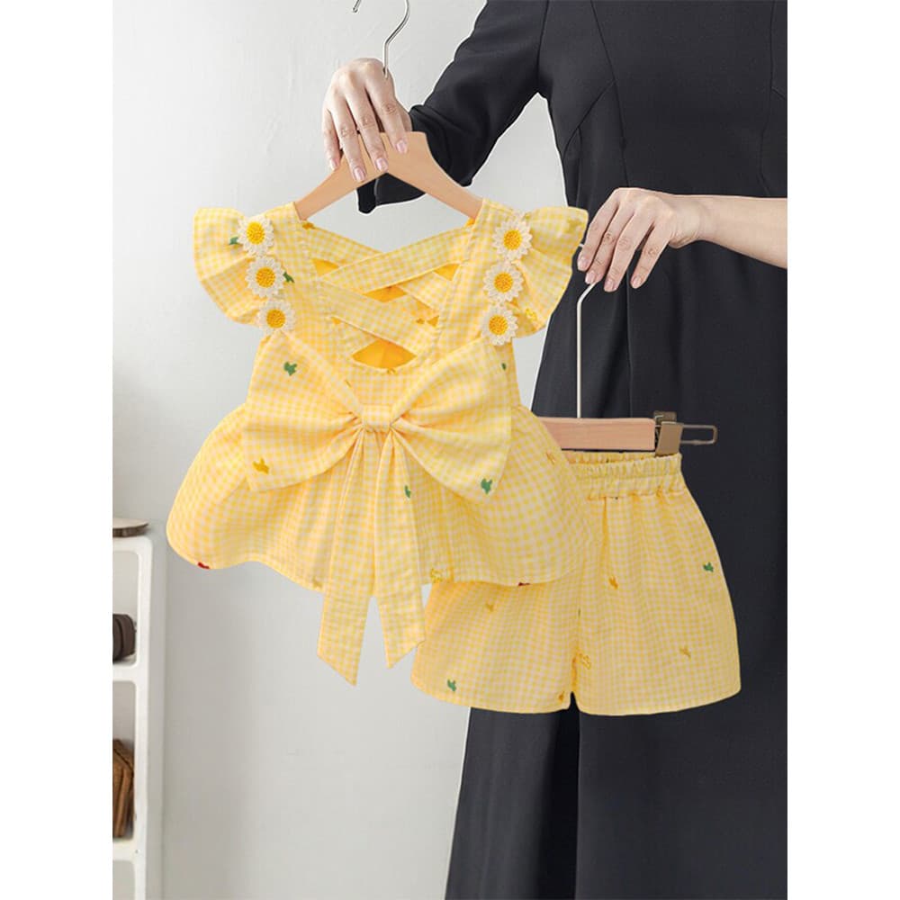 Menina único bonito terno verão estilo fino 3 crianças roupas do bebê menina dividir bebê 1 ano de idade menina sem mang