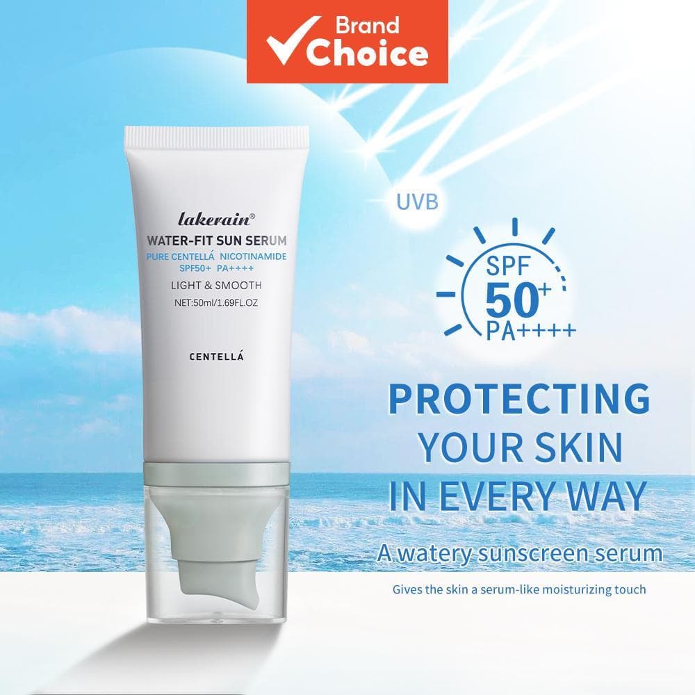 Solar Água-Fit, Protetor Solar Facial FPS 50+ PA++++, Loção Solar Aquosa, Creme Solar de Centella & Niacinamida, Leve e