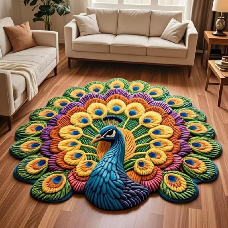 Pavão flor decoração tapete sala de estar lavável fácil de cuidar tapete antiderrapante forte absorção de água nós