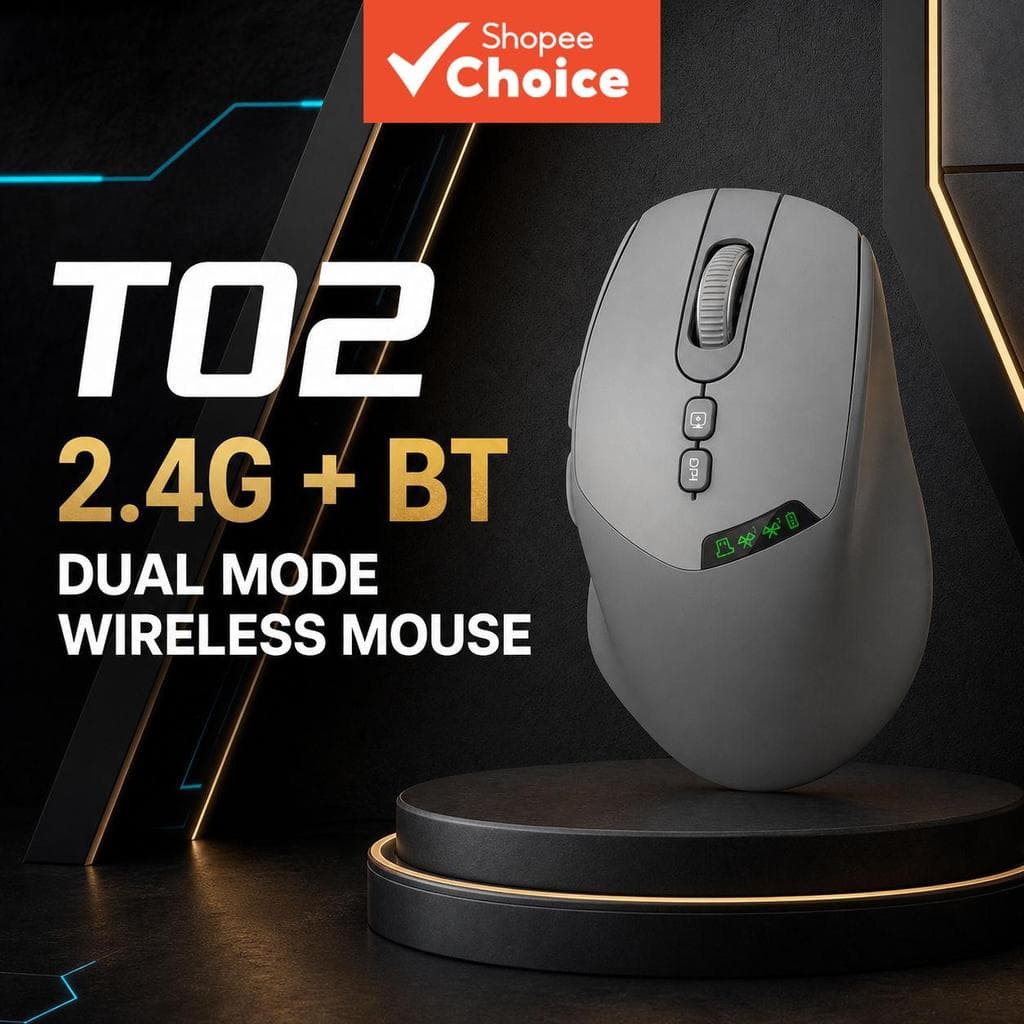 Mouse sem fio APAYADO T02 com dupla conectividade (Bluetooth 5.0 e 2.4G), 6 botões, bateria recarregável de 500mAh e