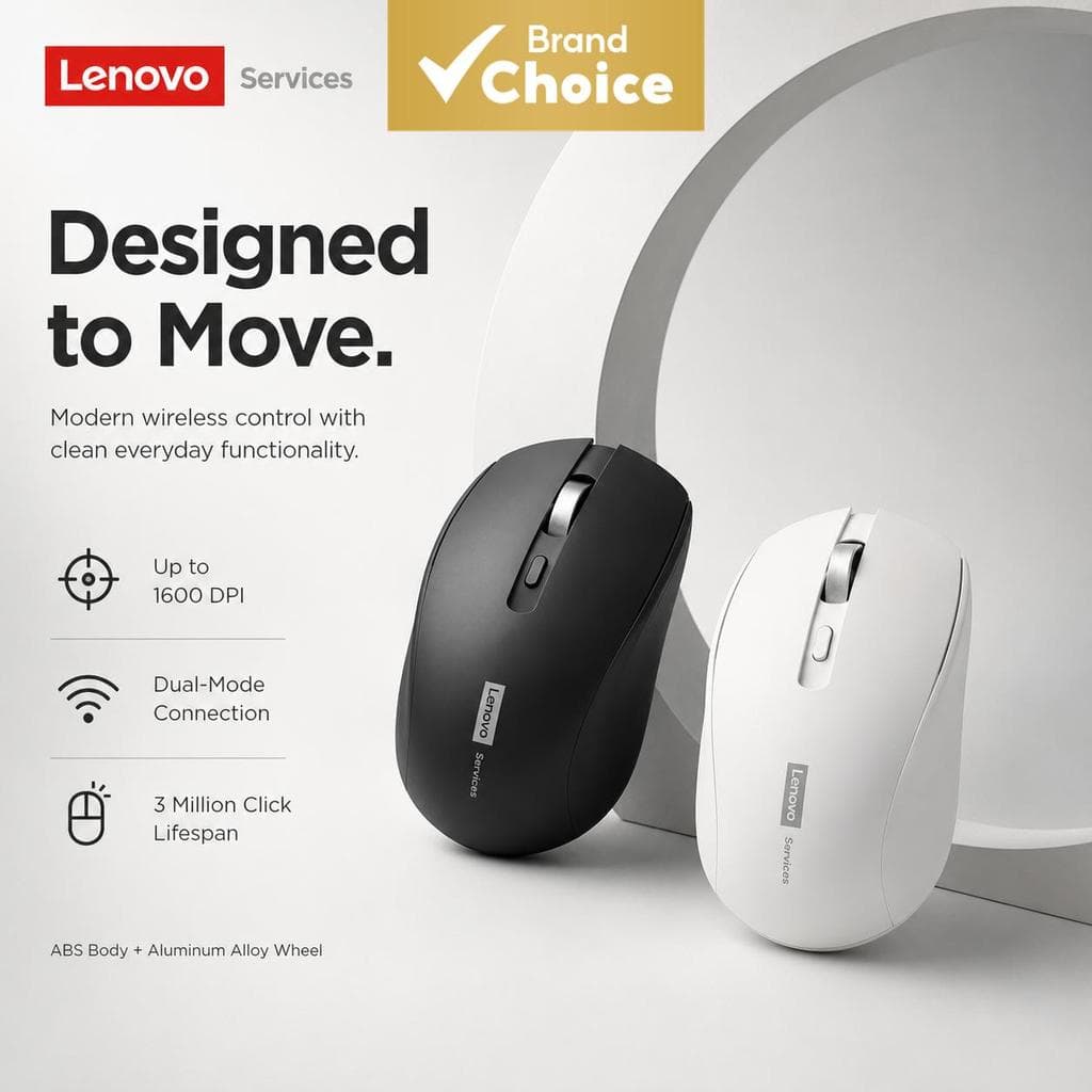 Mouse Sem Fio Lenovo N220 Dual Mode com Bluetooth 5.1 e Receptor USB 2.4G
