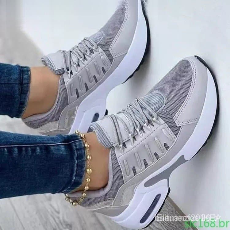 Tênis esportivo de salto plataforma, envio rápido, modelo novo e moderno de 2025, tênis esportivo casual feminino de tam