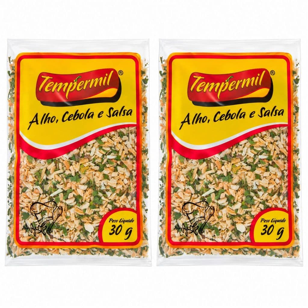 Kit 2 Temperos Alho, Cebola e Salsa Tempermil 30g Para Carnes, Arroz e Feijão