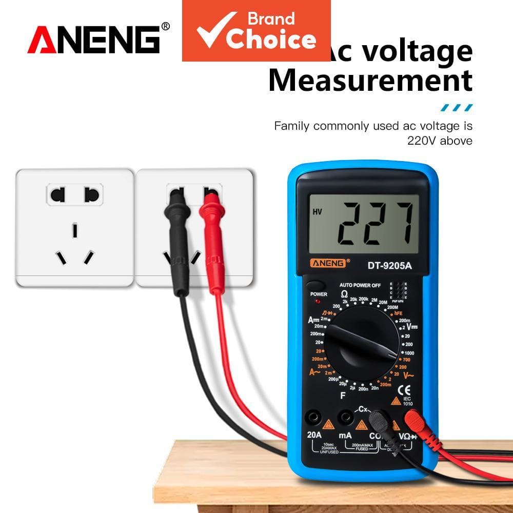 Multímetro Digital ANENG DT9205A-1 , Medidor De Corrente De Tensão Profissional Teste Capacitância Resistência Ohm Ferra