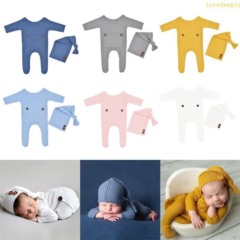 lovedeeply Roupas Malha Para Bebês, Foto, Fotografia, Bebê Menino, Menina, Macacão, Chapéu, Conjunto
