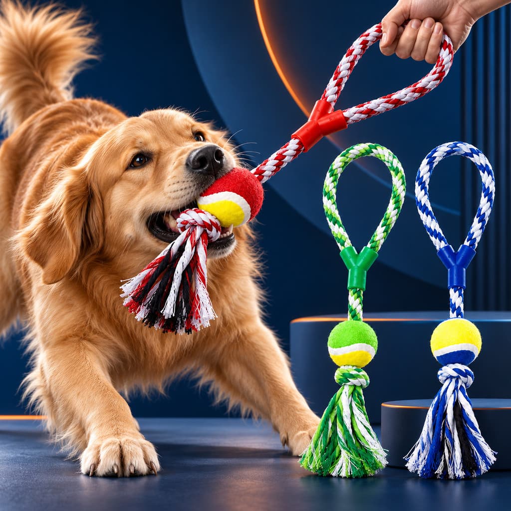 Brinquedo para Cachorro Corda com Bola Mordedor Interativo Pet Pequeno Medio e Grade Porte Cabo de Guerra