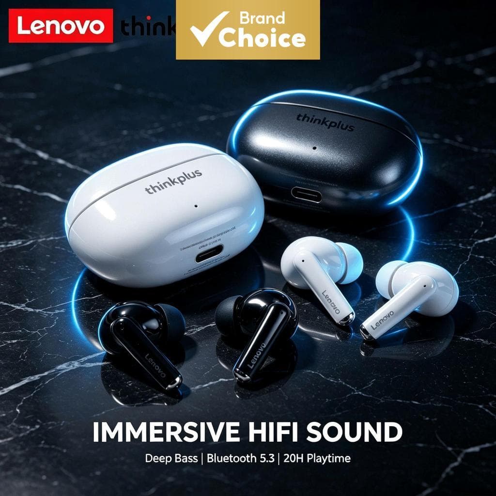 Fones de ouvido Lenovo XT88 - Fones de ouvido Bluetooth sem fio, redução de ruído ANC, fone estéreo HiFi, leve,