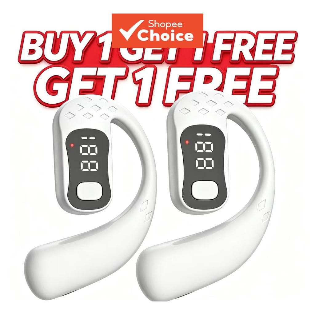 Fones de Ouvido Bluetooth 5.4 Sem Fio Leves Earbuds de Condução Óssea Gancho de Orelha Display LED HD Chamadas Fone de