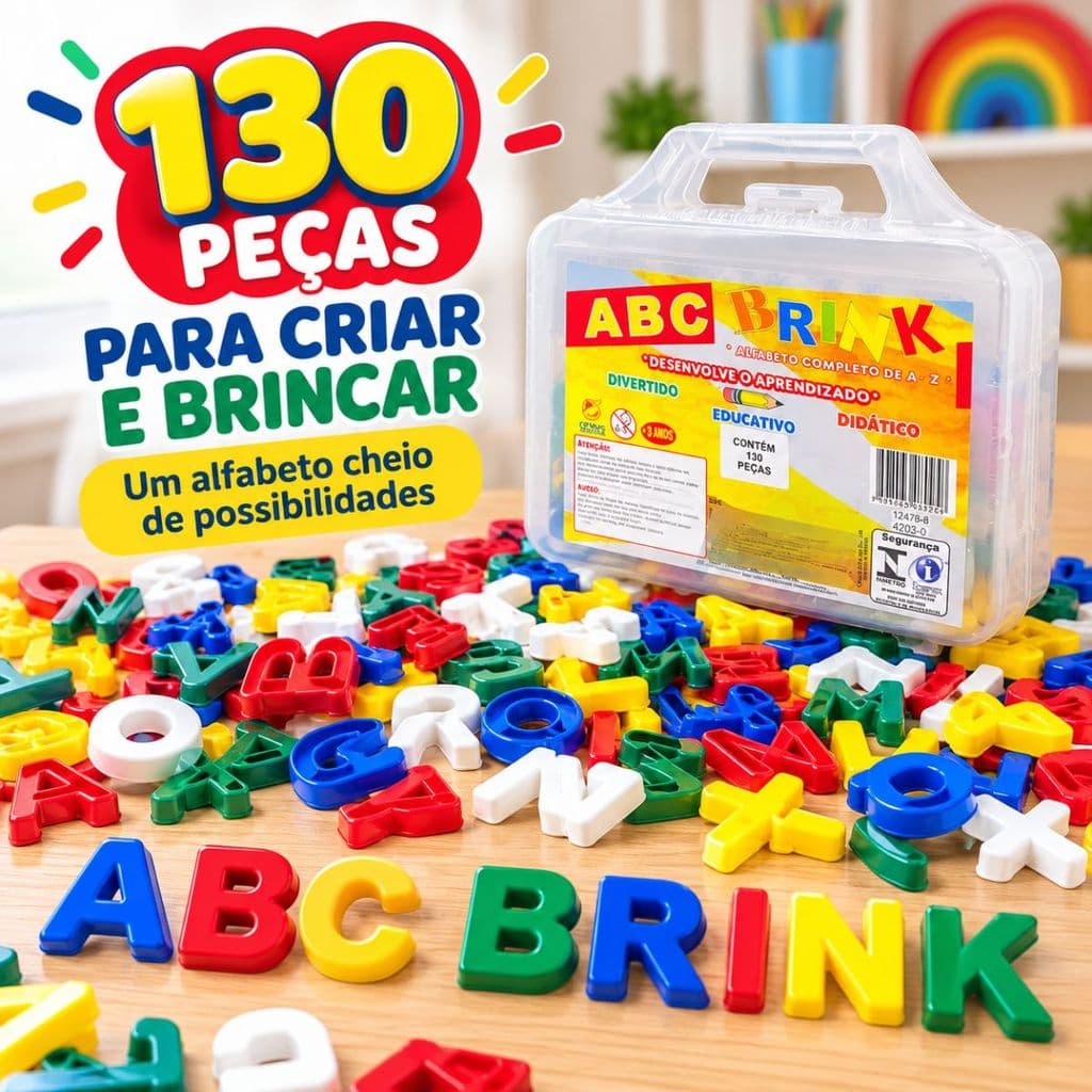Brinquedo Educativos Alfabeto de A a Z Maleta Letras Coloridas Alfabeto Educativo Crie E Brink