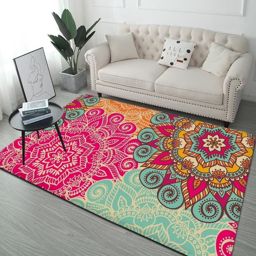Mandala flor tapete de chão ins estilo quarto antiderrapante lavável tapete sala estar sofá tapete cabeceira entrada pé