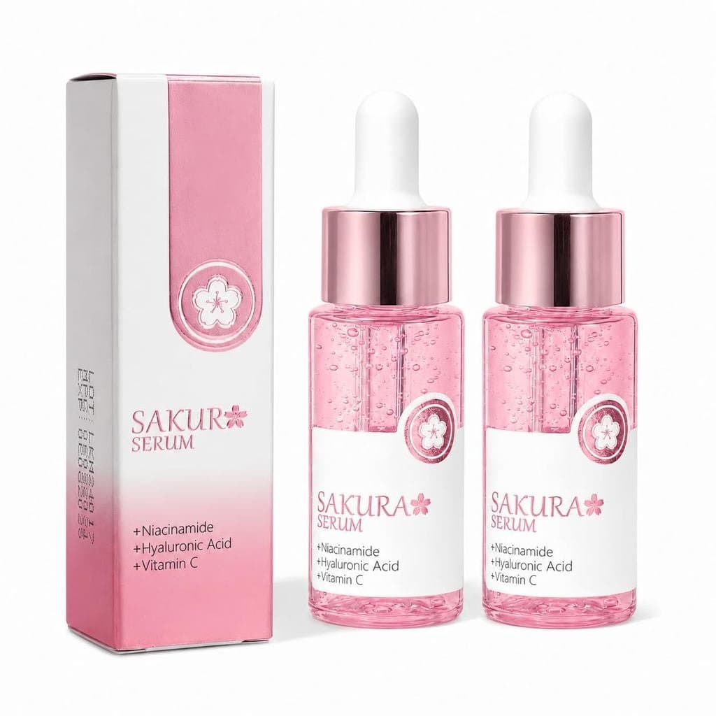 Sérum facial Sakura, 2 unidades, sérum hidratante para o rosto com niacinamida, ácido hialurónico e vitamina C, sérum le