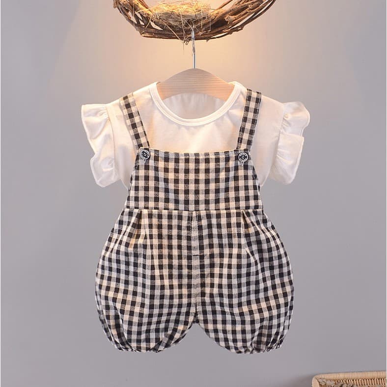 Meninas novo estilo roupas de verão 0-1-2-3 anos de idade bebê menina macacão Shorts terno de duas peças bebê menina cor