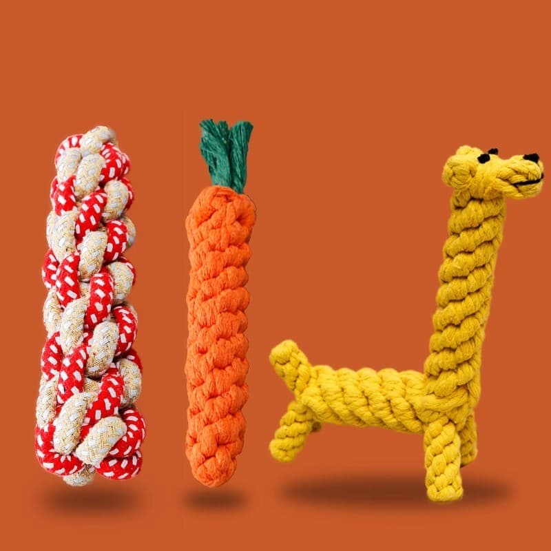 Nó brinquedo para cachorro, corda para mordida de cachorro, leite pequeno, Molar, cabo de guerra, nó, cenoura, animais d
