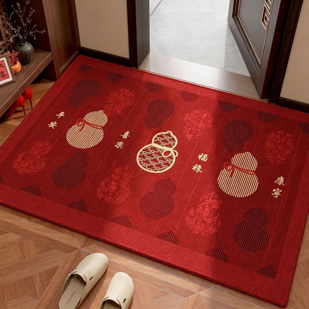 Tapete de porta de entrada tapete vermelho tapete de porta antiderrapante tapete vermelho festivo sala de estar quarto