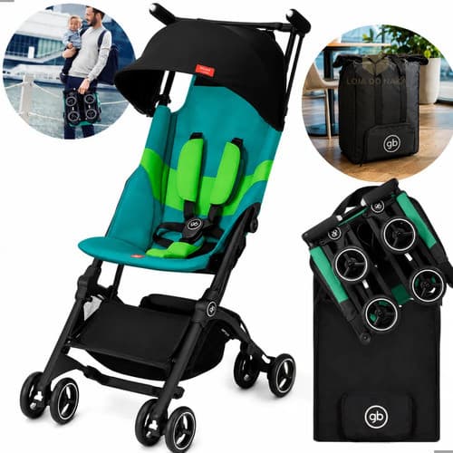Kit Carrinho Bebê Passeio Infantil  Laguna Blue Gb Pockit+ All-terrain + Bolsa de Transporte Travel Bag Preto