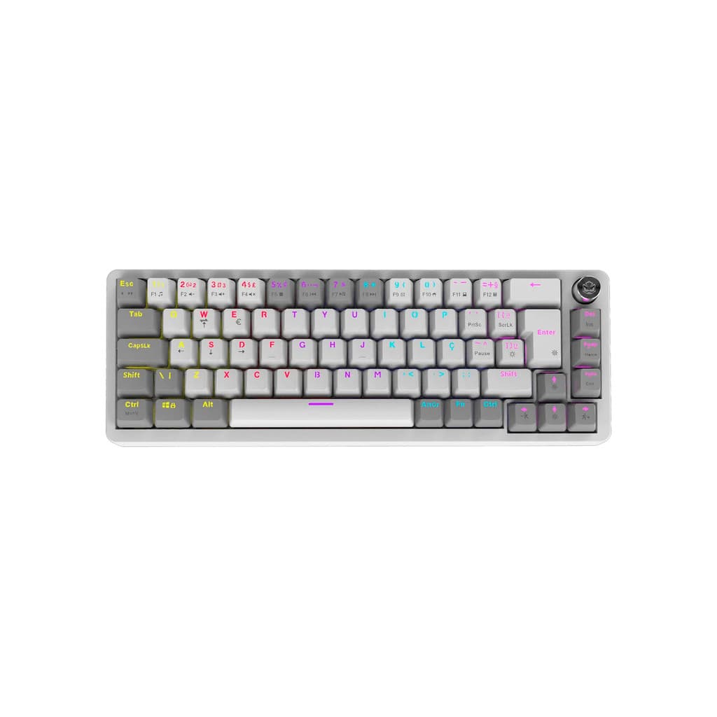 Teclado Mecanico Gamer Pcyes Mecka 65% White Ghost Rainbow