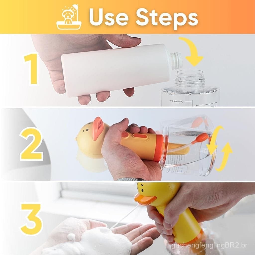 Dispensador Elétrico de Shampoo para Cães, Pulverizador de Shampoo para Cães, Espumador de Shampoo em Forma de Pato para