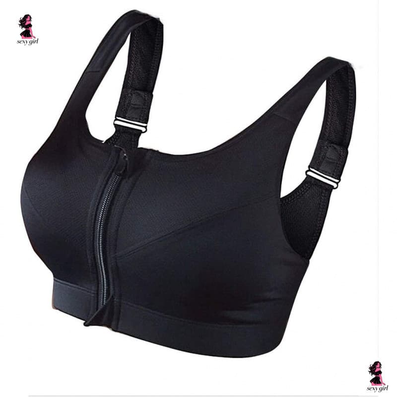 Sutiã Esportivo Feminino, Top Curto Push Up, Roupas de Fitness com Zíper, Roupa Íntima para Corrida, Impermeável 8KD3