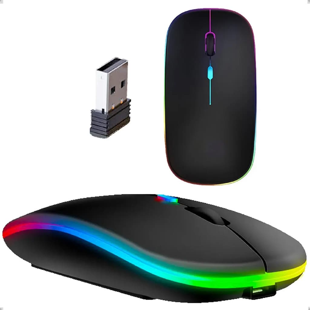 Mouse Sem Fio Recarregável Wireles Optico Led Rgb Ergonômico am várias cores e apronta entrega