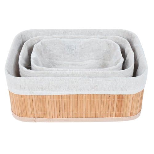 Kit 3 Cestos Organizadores Bambu Eco Sustentavel Organizador Casa Quarto Banheiro
