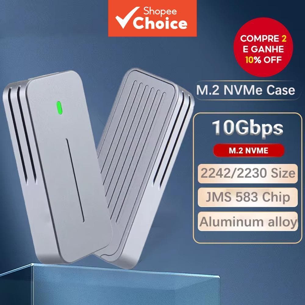  Gabinete NVMe M.2 2230 2242 para USB3.1 Tipo A Tipo C Gen 2 Caixa externa SSD 10Gbps