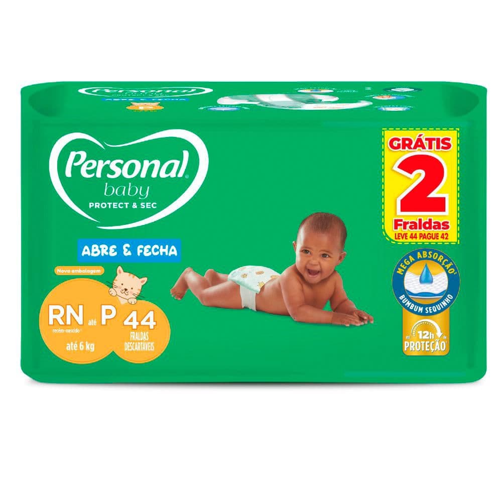 Fralda Personal Baby Protect & Sec Tamanho P 44 Fraldas Descartáveis