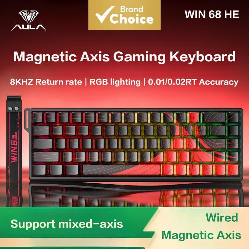 Teclado Mecânico AULA WIN68 HE Pro Hall Effect Gatilho Rápido RGB Interruptor Magnético Troca Rápida Teclado Mecânico