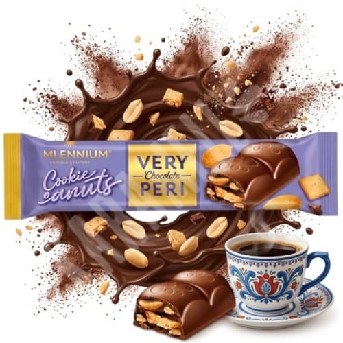Chocolate Cookies Peanuts Very Peri Millennium 34g - Importado Polônia