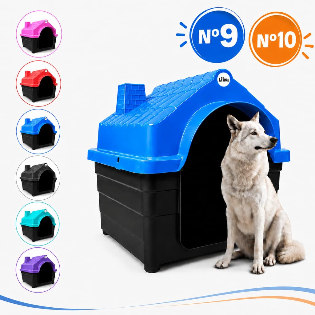 Casa Casinha Cachorro Porte Médio Grande N9 / N10 Plástica Kit Com Colchão Colchonete Cama Pet