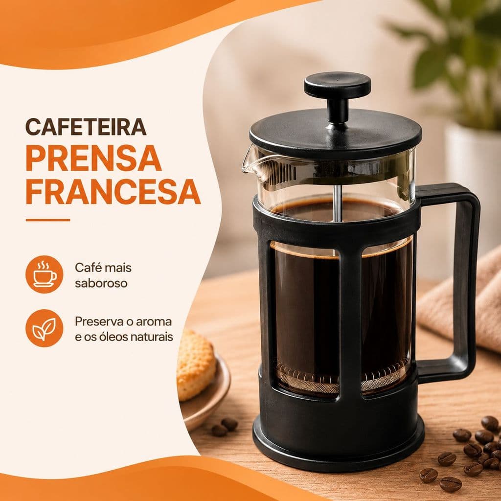 Cafeteira Prensa Francesa 600ml Café Expresso Leite Cremoso