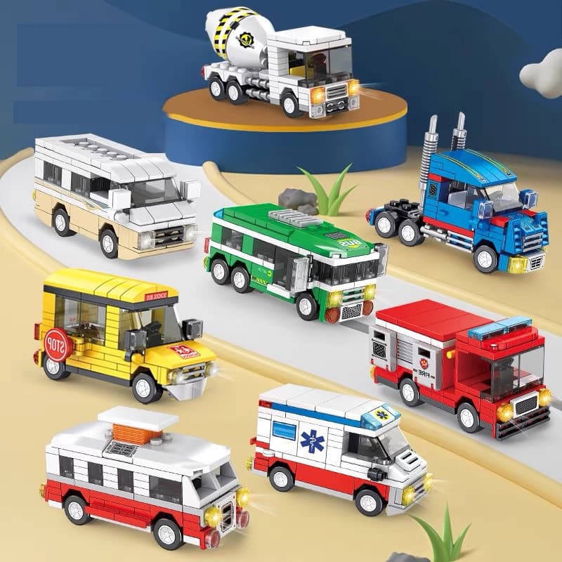 Blocos de Montar Compatíveis com Lego, Pequenas Partículas, Carro Urbano, Brinquedo Educativo para Crianças, Presente 12