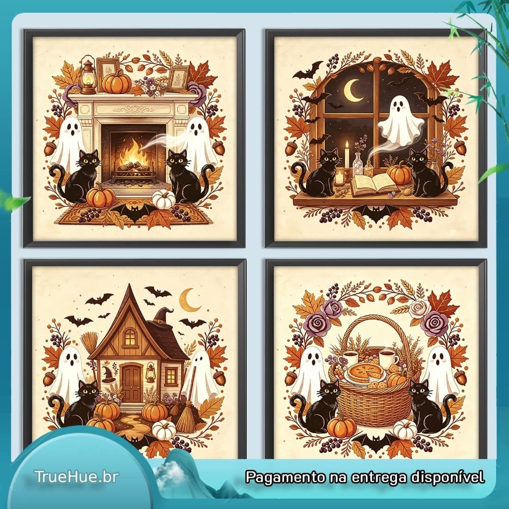 DIY 5D Kit De Pintura Diamante Quadrado Broca Halloween 30x30cm Completa Lona Strass Bordado Arte Da Parede