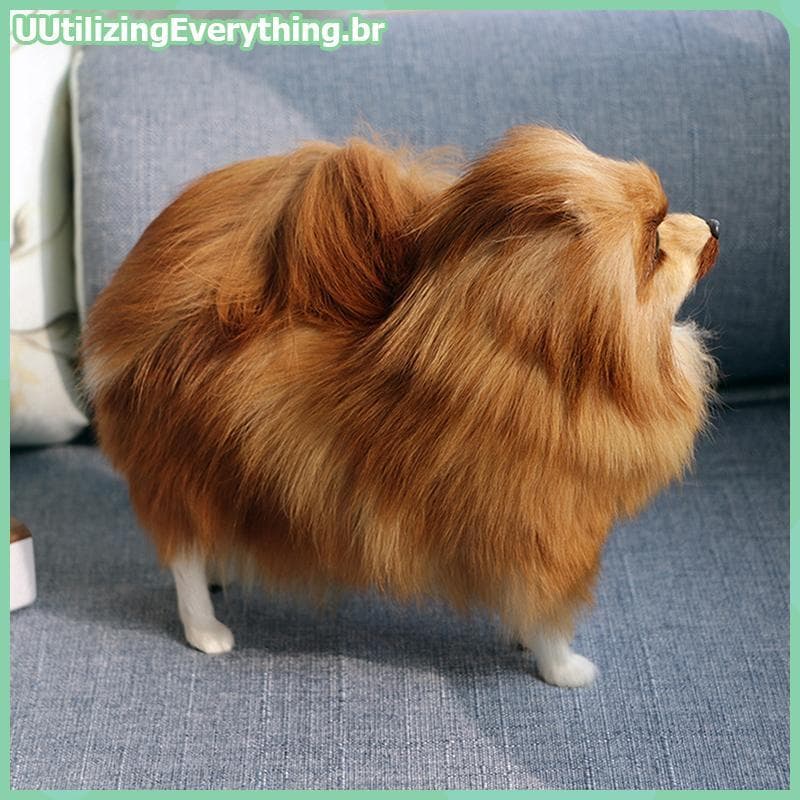 UUTIL Realista Pomeranian Simulação Brinquedo Cão Filhote De Cachorro Companheiro Artesanal Gota Brinquedos Para Animais