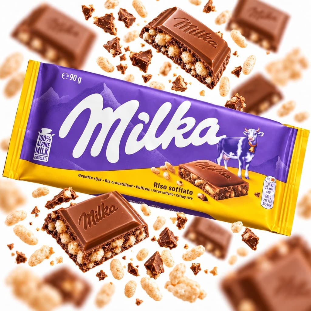 Barra de Chocolate Milka Crispy Rice ao Leite com Arroz Crocante 90g | Importado