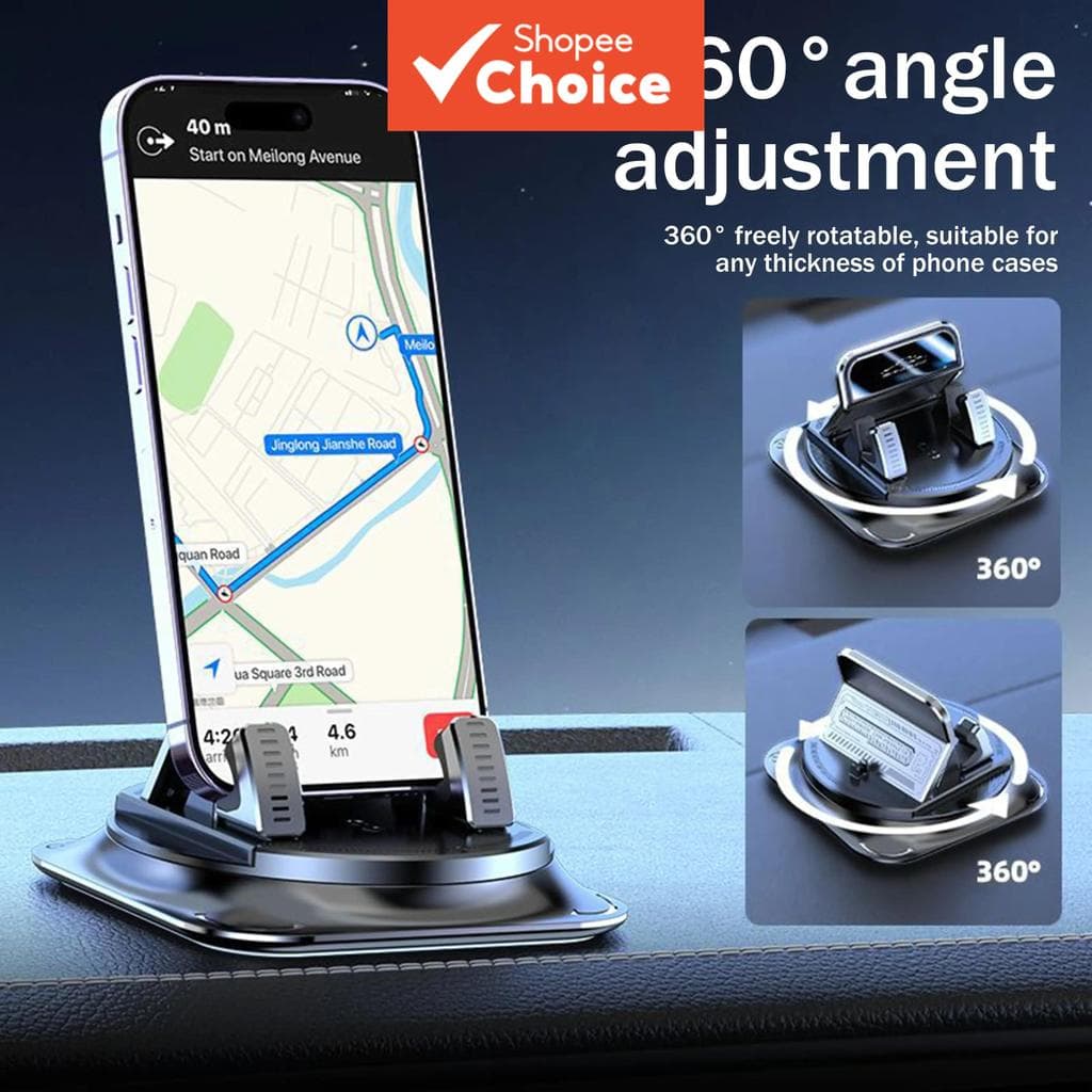 Um Toque 360 ° Suporte Giratório Para Telefone Carro Antiderrapante Clipe Iphone Samsung Todos Os Telefones