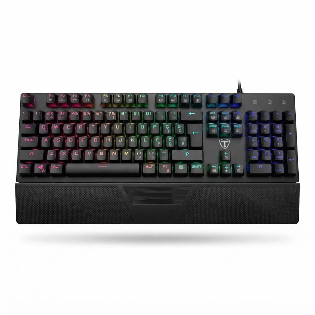Teclado Mecânico Gamer T-Dagger Destroyer T-TGK305-BL Switch Blue Rainbow ABNT2 Full Size