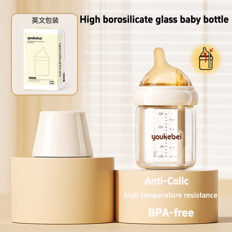 Mamadeira anticólica para bebês, vidro com alto teor de borosilicato, mamadeira de alta temperatura para recém-nascidos 