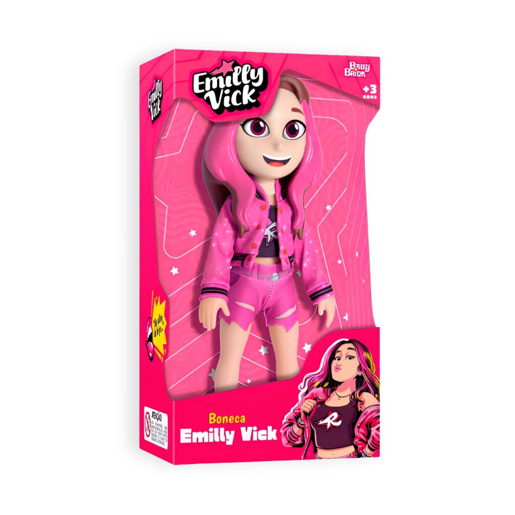 Boneca Emilly Vick Youtuber Os Rosa Articulada 25cm