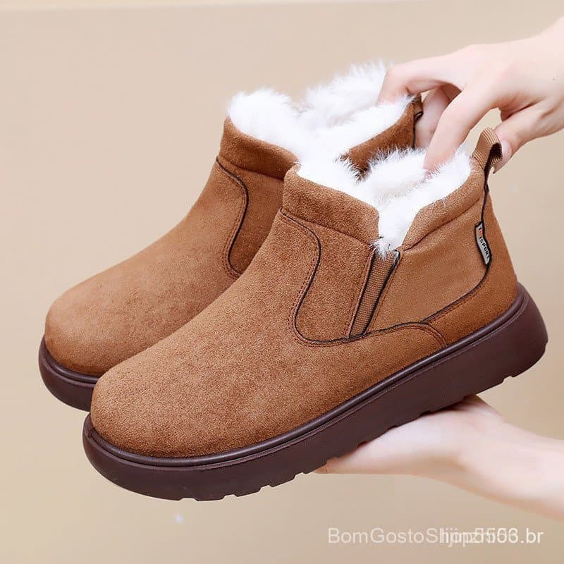 Calçados femininos, novos botins de inverno, forro de lã espesso, quentes e confortáveis, calçados casuais e versáteis K