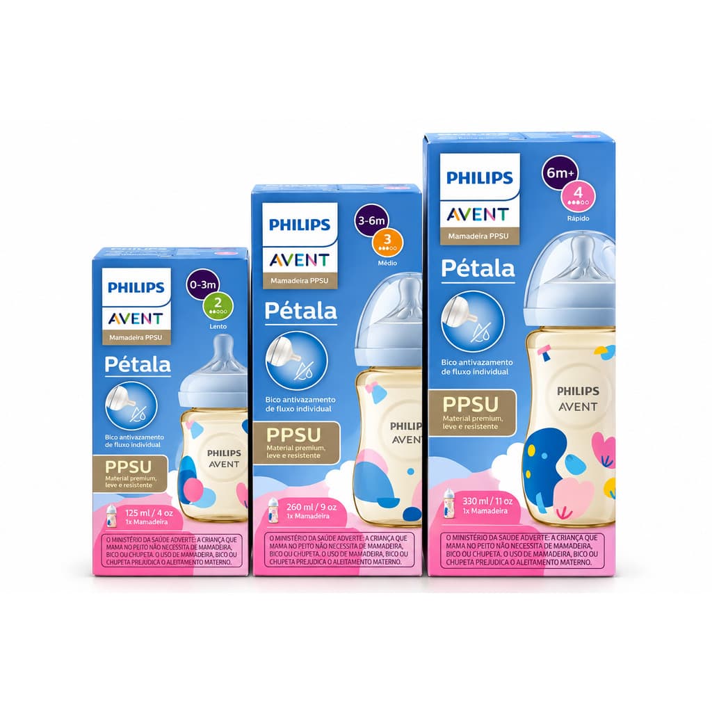 Kit 3 Mamadeiras Philips Avent Bebê PPSU 125/260/330 Enxoval