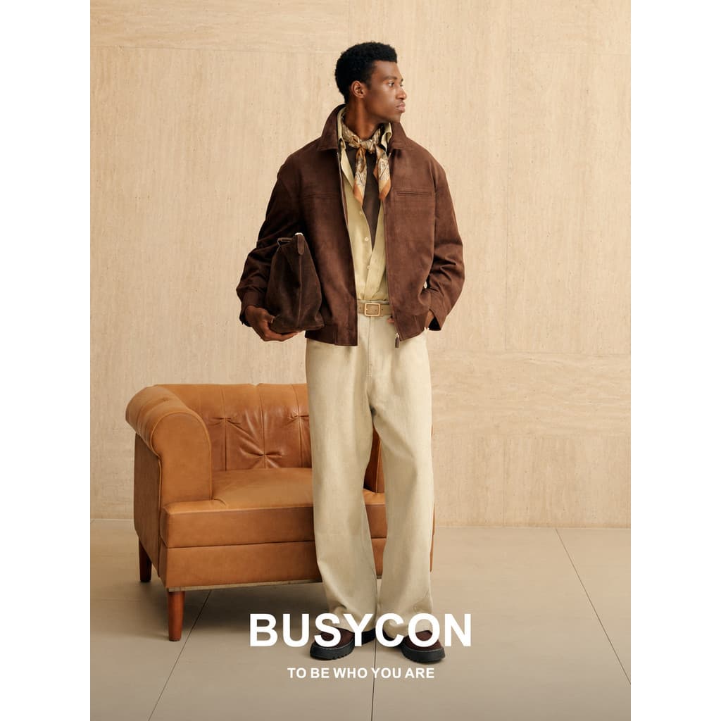 Jaqueta masculina jaqueta 2026 novo estilo masculino café escuro cor piloto outono negócios Casual jaqueta de couro admi