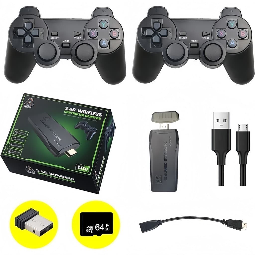 Video Game Stick 4K Original 64GB com 10.000 Jogos + 2 Controles Sem Fio – Pronta Entrega e Fácil de Jogar