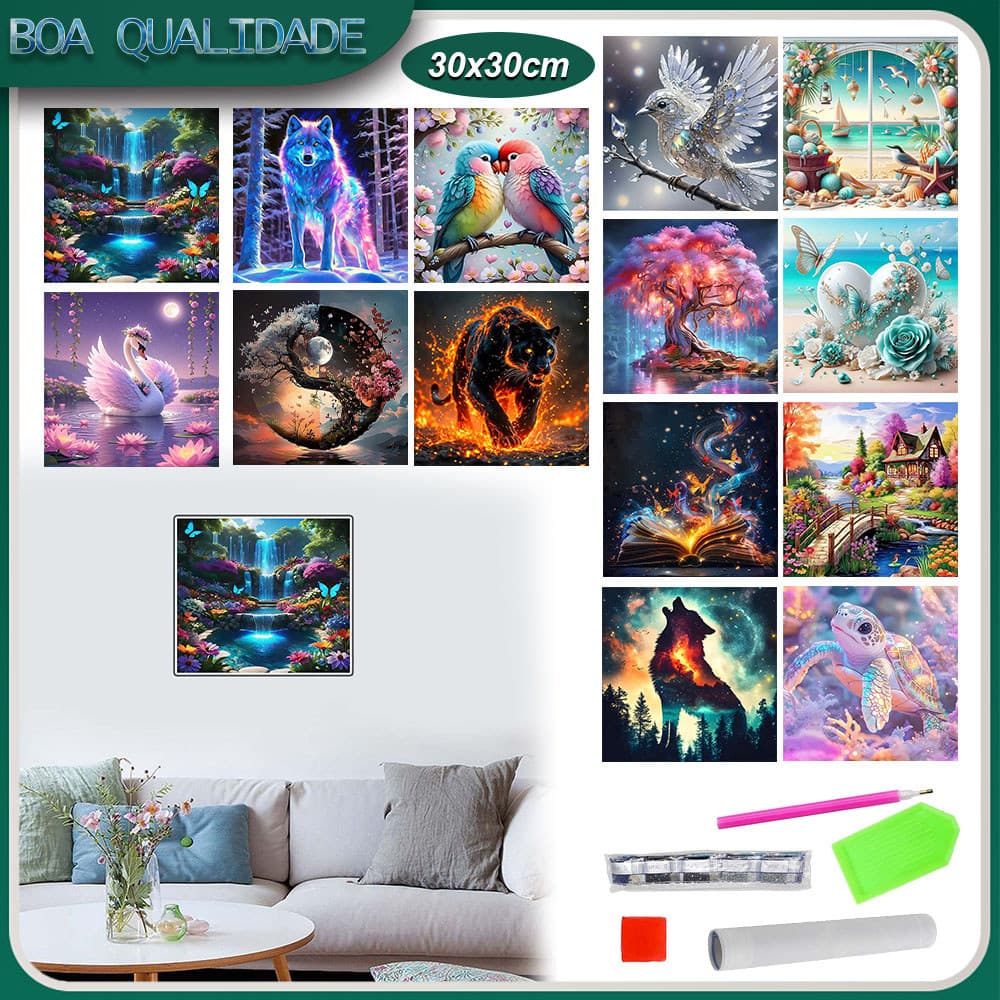 30x30cm Pintura Diamante 5D Pintura De Diamante Pintura 5D Diy Diamond Por Números Completa Redonda/Quadrada Diamond Art