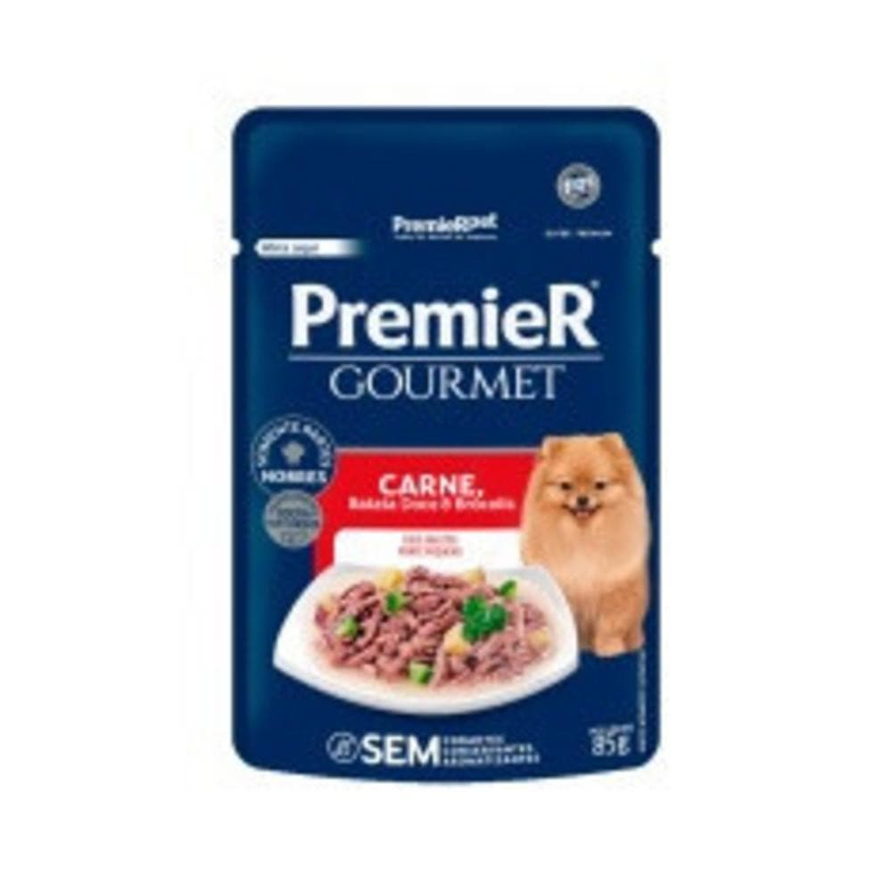 Ração Úmida Gourmet para Cães Adultos de Porte Pequeno Sabor Carne, Batata Doce e Brócolis 85 g Premier