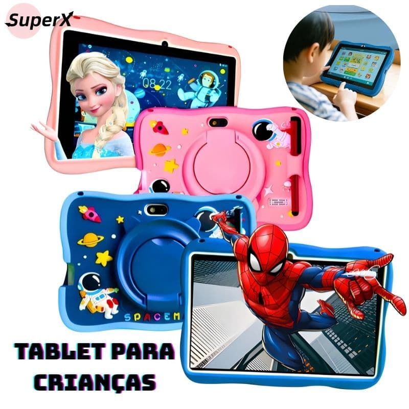 Tablet Infantil 7 Polegadas com Wi-Fi, Bluetooth e Sistema Android Educativo e Divertido
