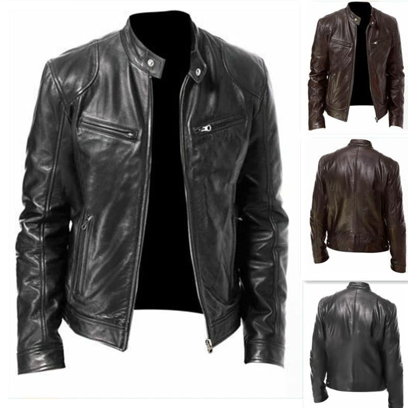 【Conforto Térmico】Mens Warm Fashion Bully Coat/Jaqueta PU/Jaqueta Masculina/Jaqueta de Moto